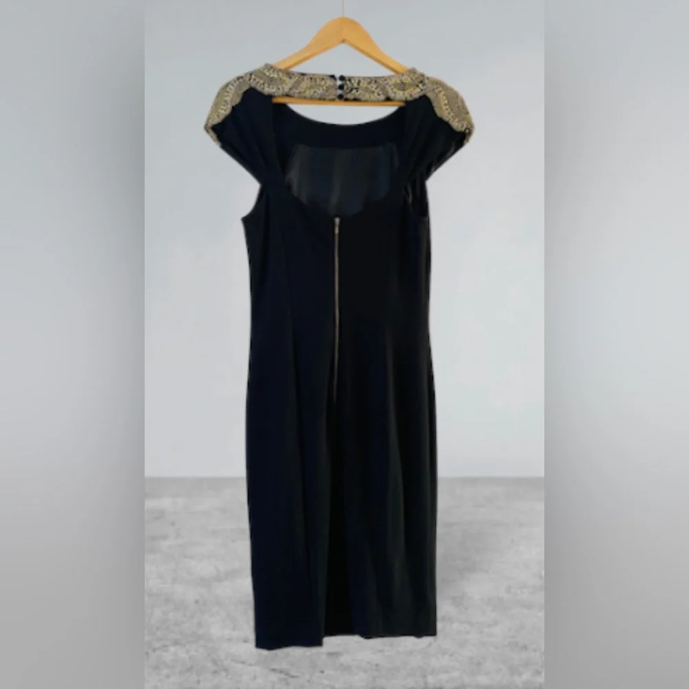 Fully lined black cocktail dress with gold beading - Picture 2 of 7